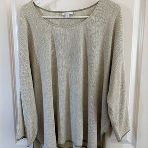 Olive Green Textured 3/4 Sleeve Top